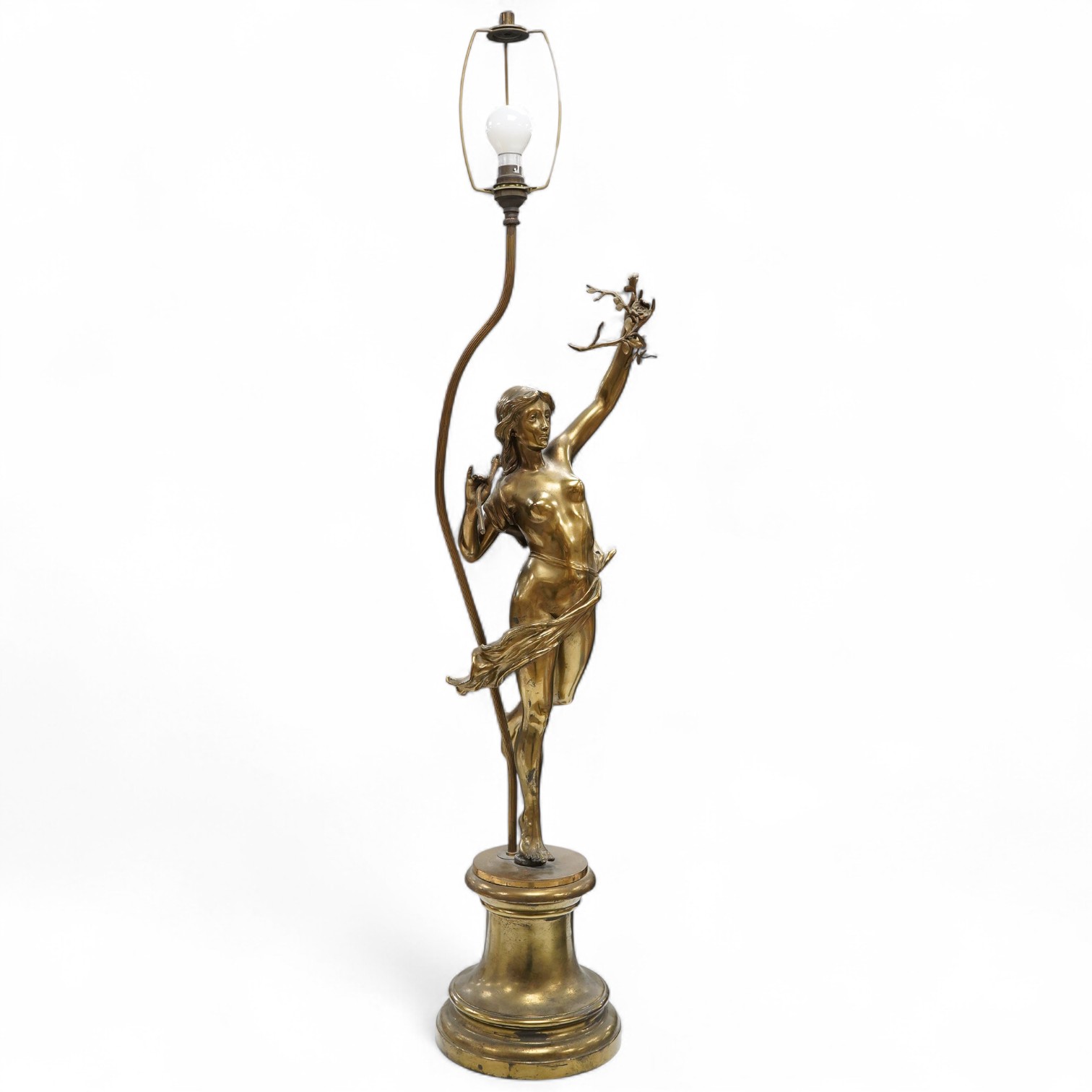 A 20th century brass figural table lamp, 81cm to top of figure